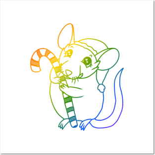 Candy Cane Cuddle (Rainbow Version) Posters and Art